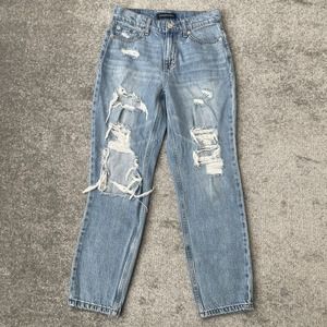 Aeropostale Jeans Womens 0 Distressed Torn Knee Mom Jean Casual Denim Pants Blue